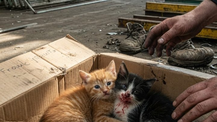 Als sie die zwei abgemagerten Kätzchen unter den Metallteilen hervorzogen, zitterten sie vor Angst wie Herbstlaub — und ich begriff erst später, warum ich sie nicht dort lassen durfte