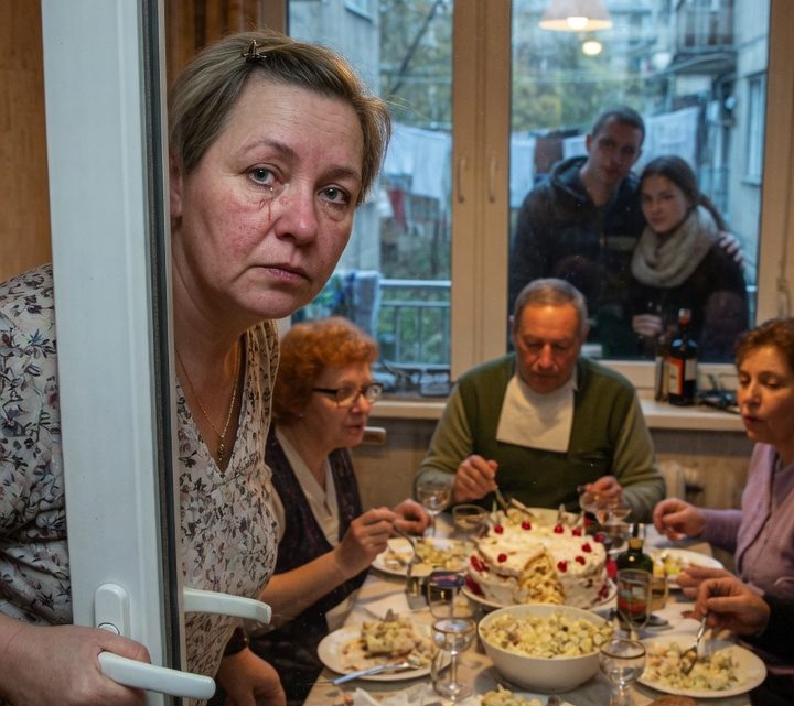 Mein Mann ging mit der Mutter unseres Schwiegersohns auf den Balkon, angeblich „nur kurz rauchen“. Ich schloss leise die Balkontür ab und stellte die Musik aus. Eine Minute später hörte der ganze Geburtstagstisch jedes einzelne widerliche Wort.