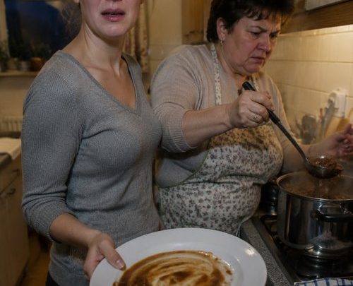 „Du gehörst nicht zu uns“, sagte meine Schwiegermutter eiskalt und legte das Fleisch von meinem Teller zurück in den Topf, als wäre ich in ihrem Haus weniger wert als ein Gast