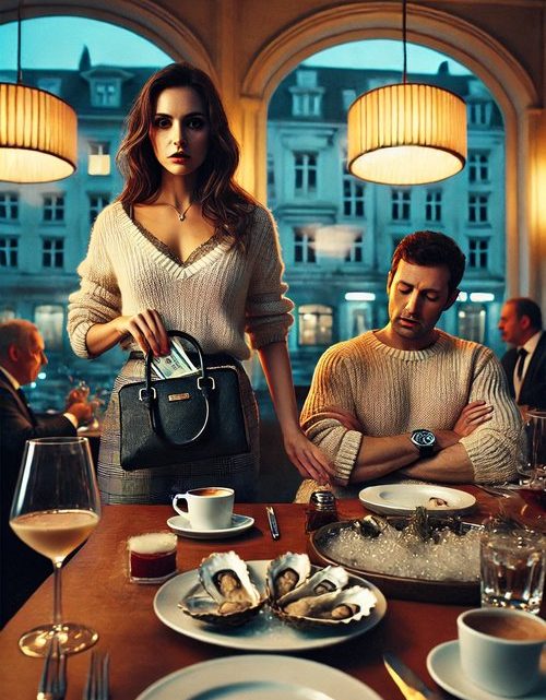 Er bestellte beim ersten Date Austern, Steak und teuren Wein — doch als die Rechnung kam, behauptete er plötzlich, sein Portemonnaie vergessen zu haben. Ich zahlte nur meinen Cappuccino und verließ ruhig das Restaurant