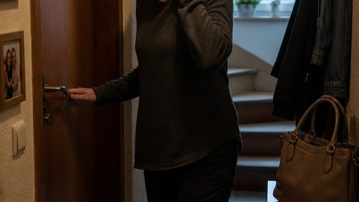 Ich kam nur wegen vergessener Unterlagen nach Hause — und fand meinen Mann mit der Nachbarin im Bad, also schloss ich die Tür ab und rief ihren Ehemann