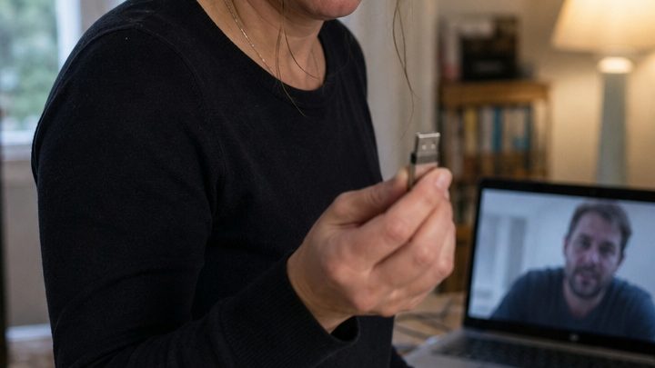 Als ich im Schreibtisch meines Mannes nach unserem Hochzeitsalbum suchte, fand ich einen USB-Stick mit der Aufschrift „Sieh es dir allein an“ – und nach dem ersten Video saß ich zitternd vor dem Bildschirm