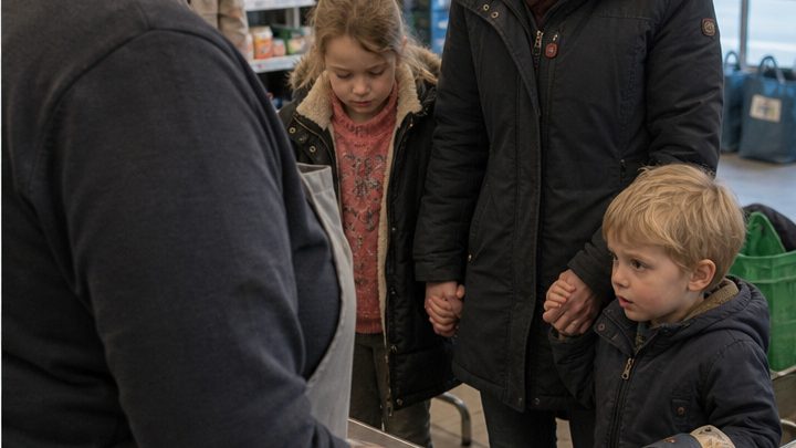 An der Kasse bezahlte ich einer erschöpften Mutter mit zwei kleinen Kindern Äpfel und Müsli – drei Tage später stand ein Polizist in meinem Laden und verlangte, dass ich mit ihm komme