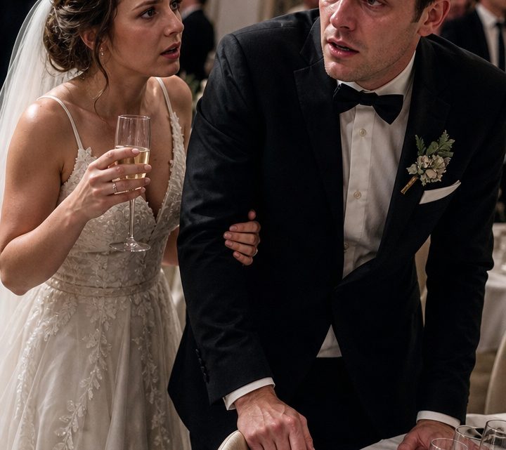 In der Nacht ihrer Hochzeit hob die Braut ihr Glas, während ihr Bräutigam plötzlich zu taumeln begann – und nur sie wusste, dass seine letzten Minuten längst begonnen hatten