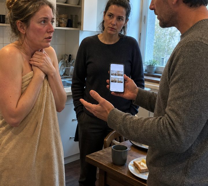 Die Kaffeefilter lagen ganz oben im Schrank, doch meine Schwester bat meinen Mann jedes Mal, sie herunterzuholen, wenn sie nur mit einem Handtuch bekleidet durch unsere Küche kam – bis er ihr am Sonntag sein entsperrtes Handy zeigte und erklärte, warum er seit Tagen einfach den Raum verließ